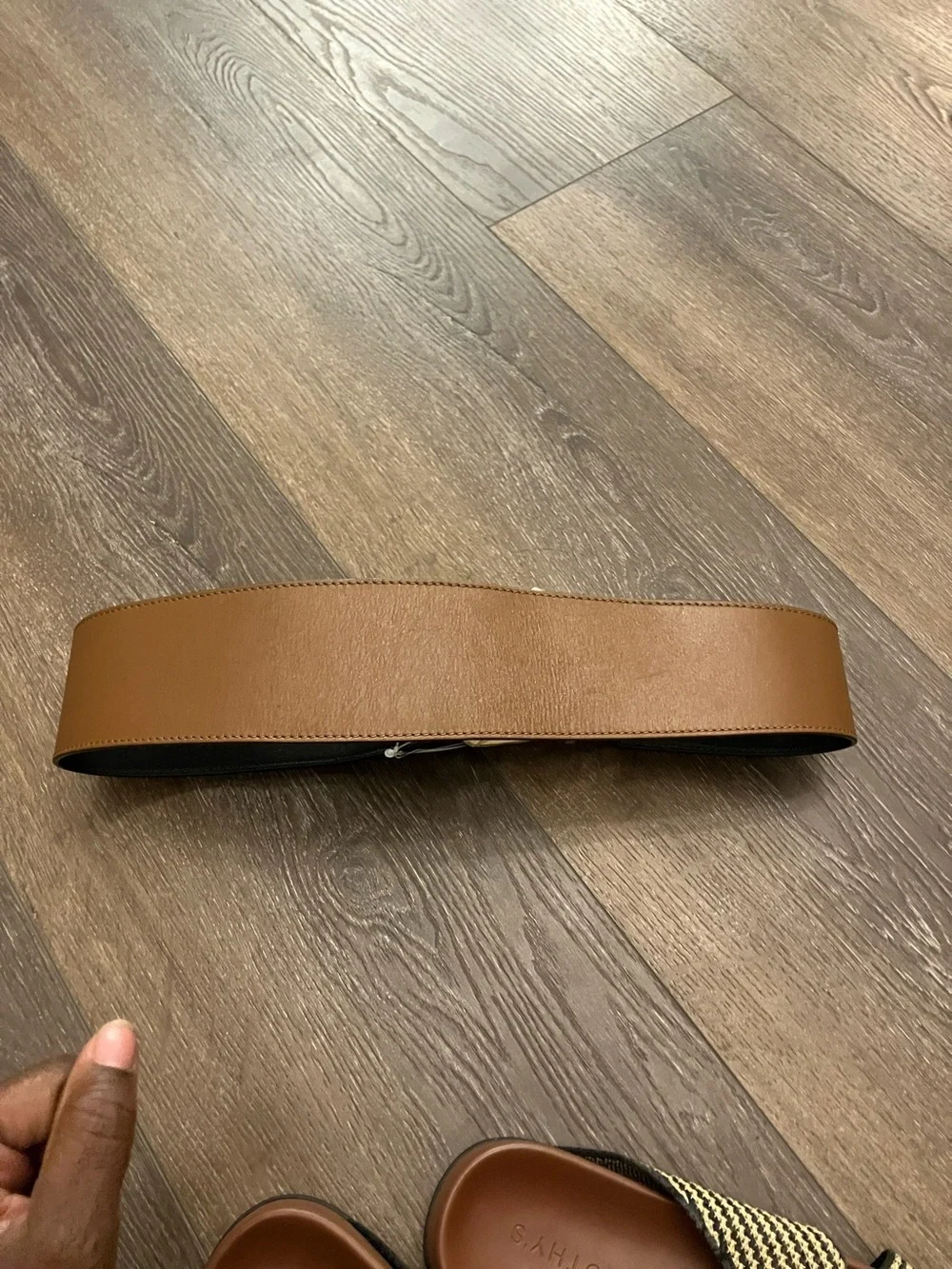 NWTChicos Wide Leather Belt 3/M Brown Cheetah Leopard Print Ponyhair Waist Cinch